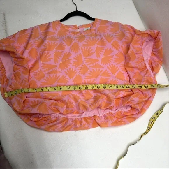 J.Marie dolman floral Orange and Pink Women's crop Top size Small - Picture 8 of 8